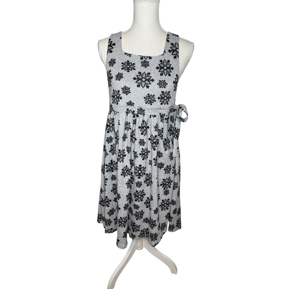 ModCloth‎ Mellowing Out on Main Jumper Dress Grey Black Snowflake Pinafore Small